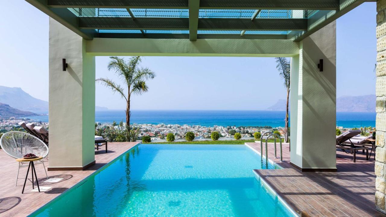 Villa Emilia I Luxury, Amazing Seaview, Next To The Town Kissamos Bagian luar foto