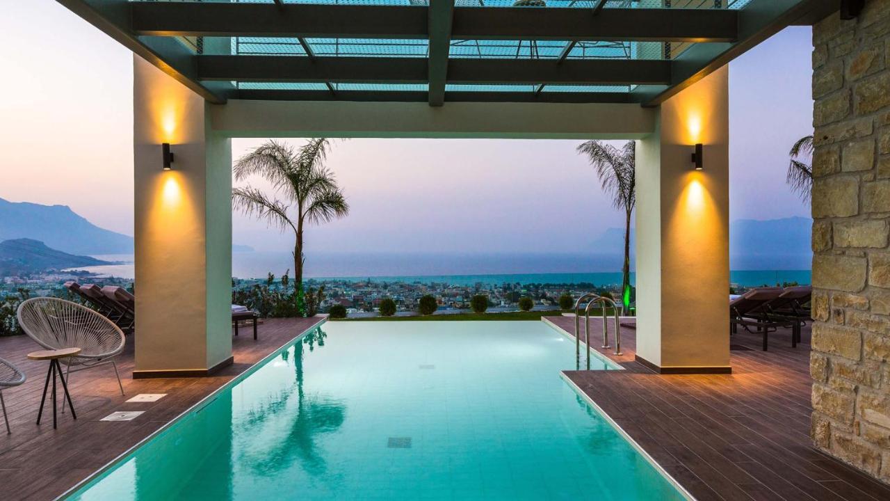 Villa Emilia I Luxury, Amazing Seaview, Next To The Town Kissamos Bagian luar foto
